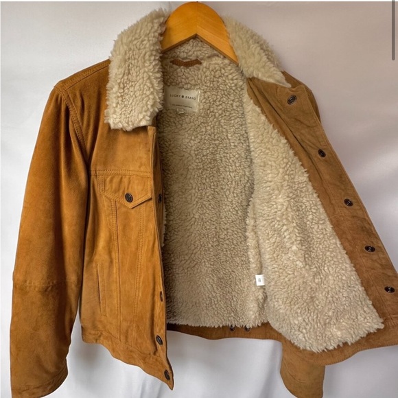 Lucky Brand Genuine Suede and Shearling Trucker Jacket - Picture 3 of 8